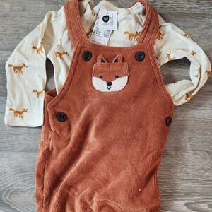 Baby Corduroy Fox Overalls Set | Autumn Familiar | Size 6–9M (NWT)